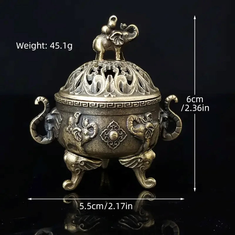 Elephant Triple-Legged Incense Burner Metal Home Decor Aromatherapy Accessory, Versatile for Meditation Decoration Ornament