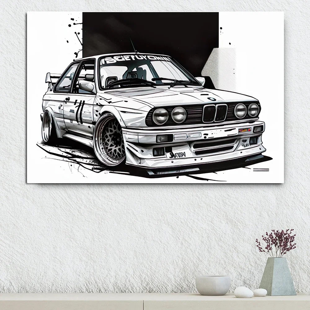 Luxury Racing Car Graffiti E30 Sports Car, Wall Art, HD Canvas Printing Poster, Home, Living Room, Room Decor Supplies