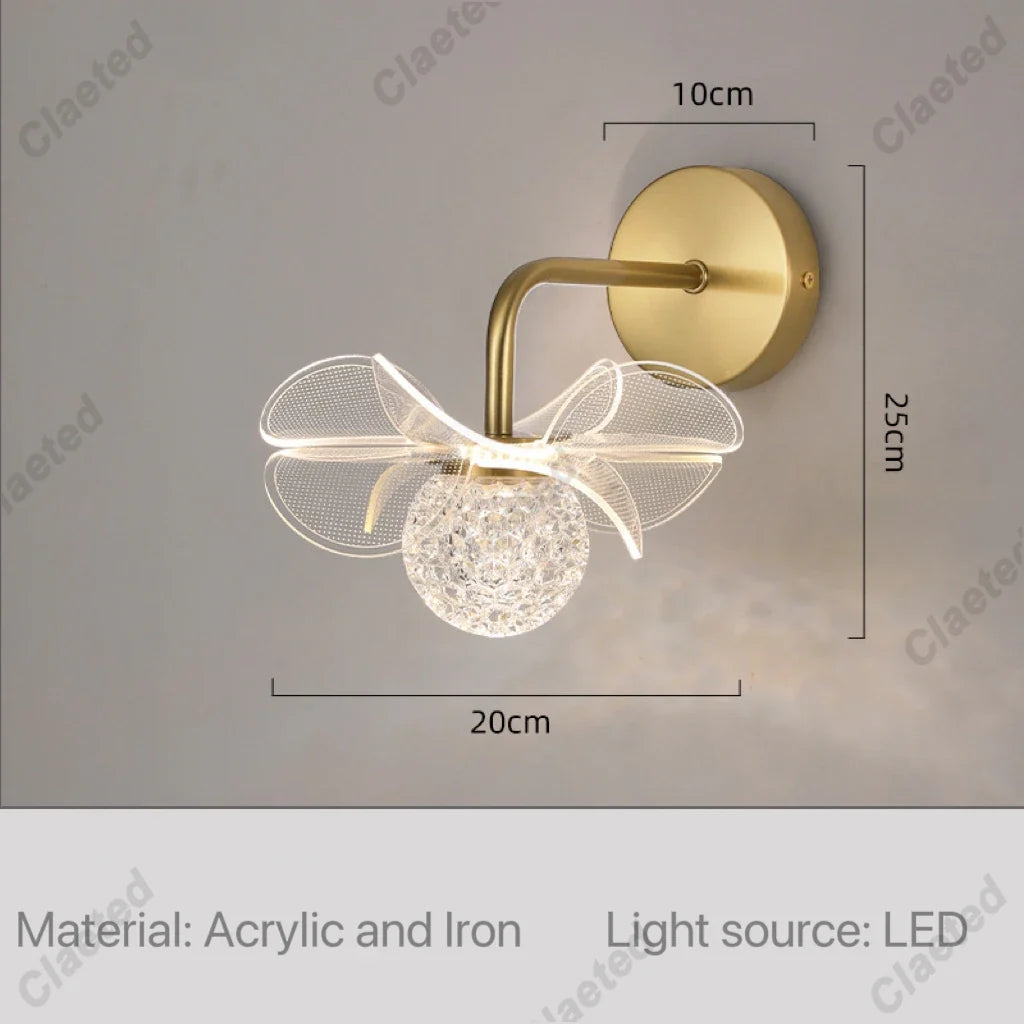 Flower Led Wall Lamps for Living Room Bedroom Bedside Sconce Light Modern Hallway Restaurant Background Decoration Lighting Deco