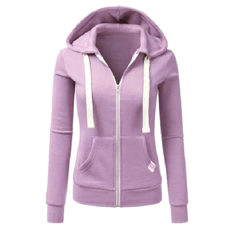Autumn/Winter New Women'sPersonalized Fashion Sports Hoodie Long Sleeve Drawstring Pocket Zipper Coat Woolen Sweater Top CYXX386