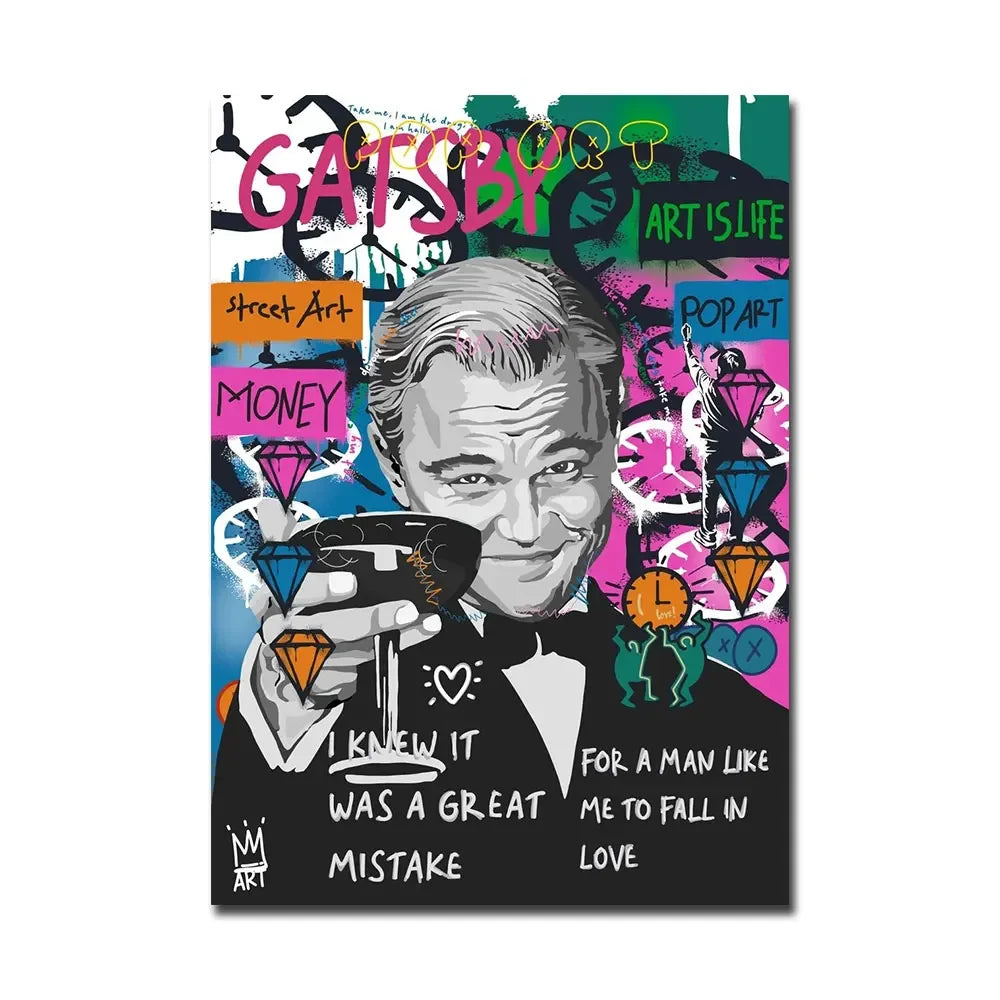 Classic Abstract Wall Art Creative Graffiti The Great Gatsby Canvas Print Poster Home Living Room Bedroom Decorative Painting