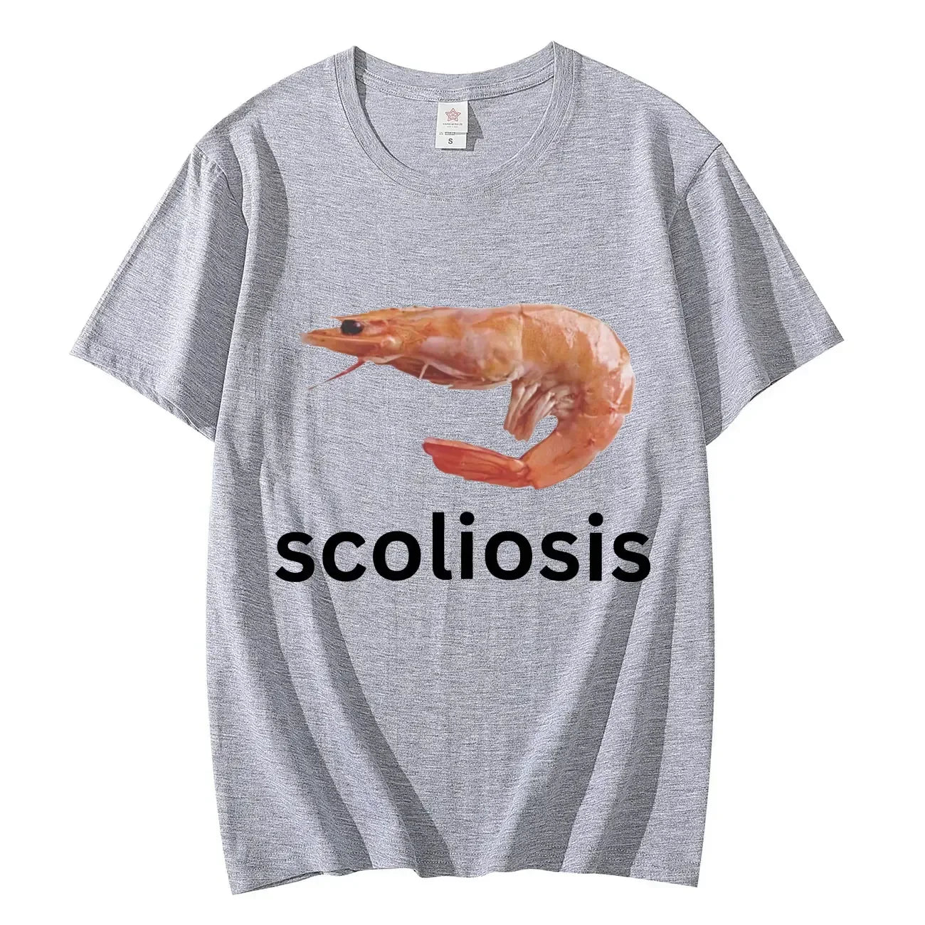 Scoliosis Funny Shrimp Meme T-shirt Unisex Fashion Casual T-shirts Summer Short Sleeve T Shirts Streetwear Women T Shirts