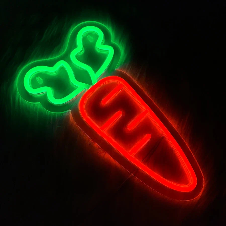 Carrot Led Neon Sign, Vegetable Wall Art Decor, Usb Powered, Used For Bedroom, Home, Restaurant, Kitchen, Bar Party Wall Lamp.
