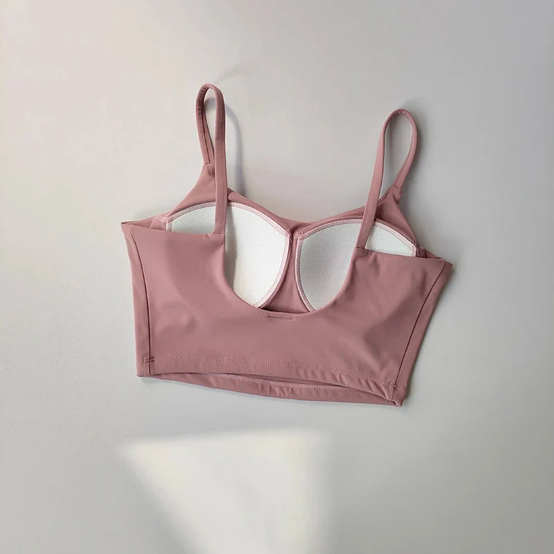 High-end Sports Bra Gym Camisole Fixed Pad Push-up Sports Underwear Women's Strapless Beauty Back Training Fitness Bra Yoga Bra