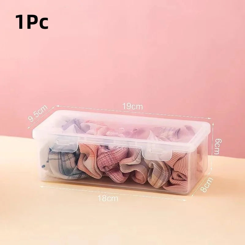 1Pc Stackable Transparent Hair Accessory Storage Box with Snap Lid - Dustproof, Waterproof, Plastic Organizer for Jewelry