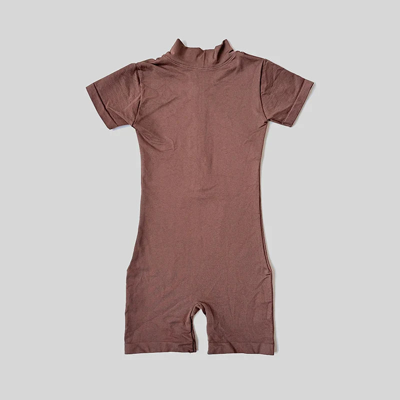 Summer Short Sleeve Zipper Jumpsuit Sports Wear Gym Fitness Sports Bodysuits Women Running Fashion Workout Clothes
