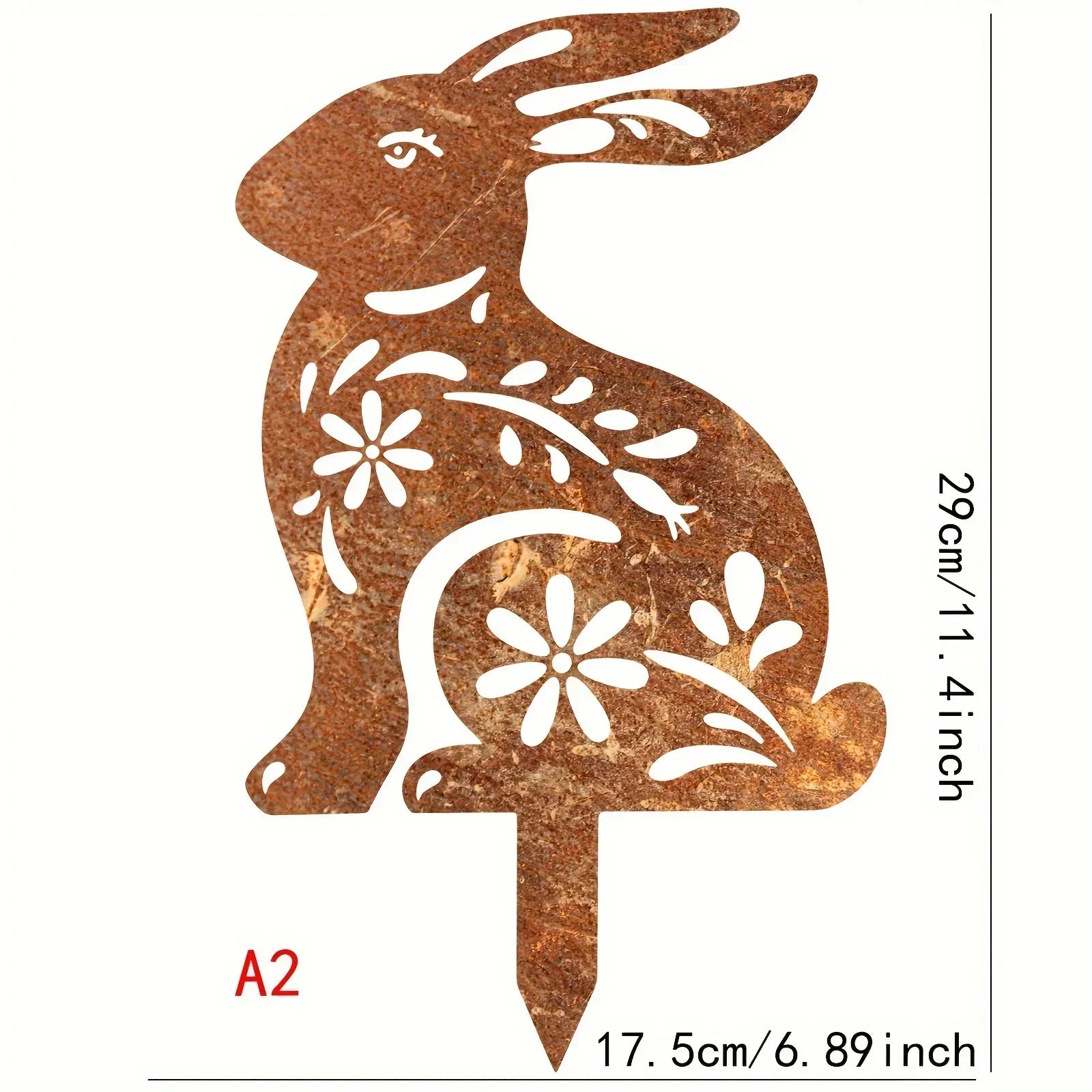 Lovely Rustic Metal Rabbit Garden Post Patinated Rusty Finish Great for Outdoor Adornment Backyard Patio Farm Area