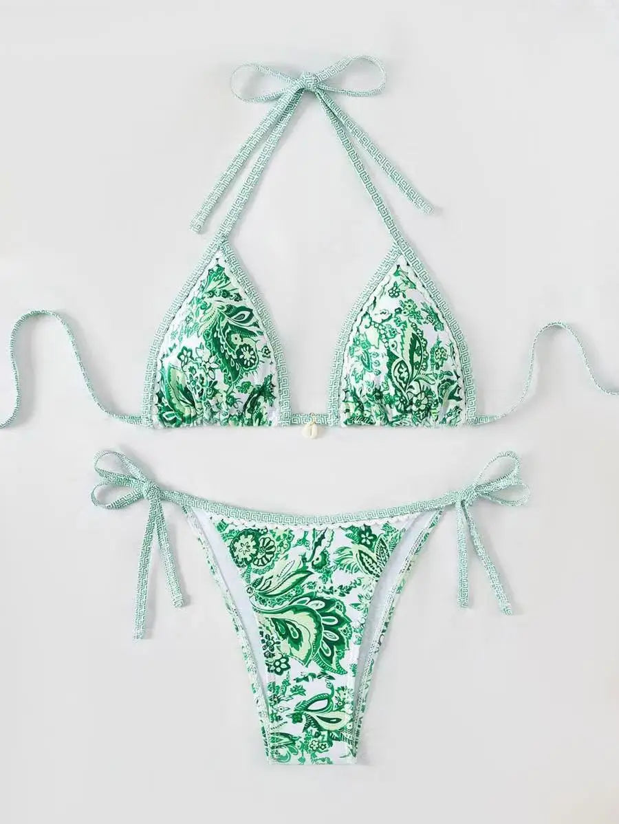 2026 New Halter String Triangle Two Piece Bikini Women Swimwear Female Swimsuit Bathers Bathing Swimming Suit Beachwear Summer