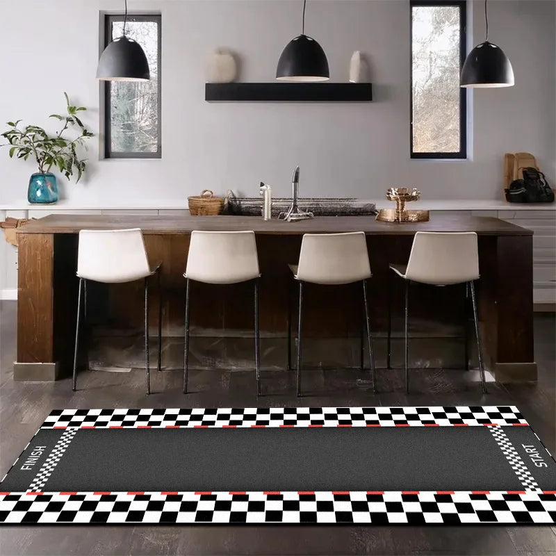VIKAMA Track Design Carpet Durable Non-Slip Home Decor for Living Room, Bedroom, Kitchen, Hallway - Durable Polyester Fibre Mat