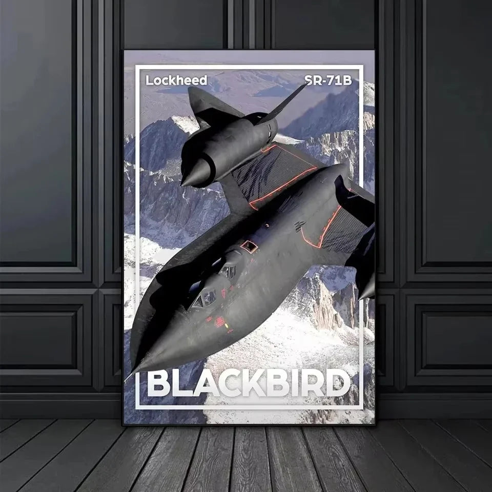 Classic Wall Art World Aircraft F16 Blackbird Fighter Jet HD Canvas Printed Poster Home Living Room Bedroom Decorative Pictures