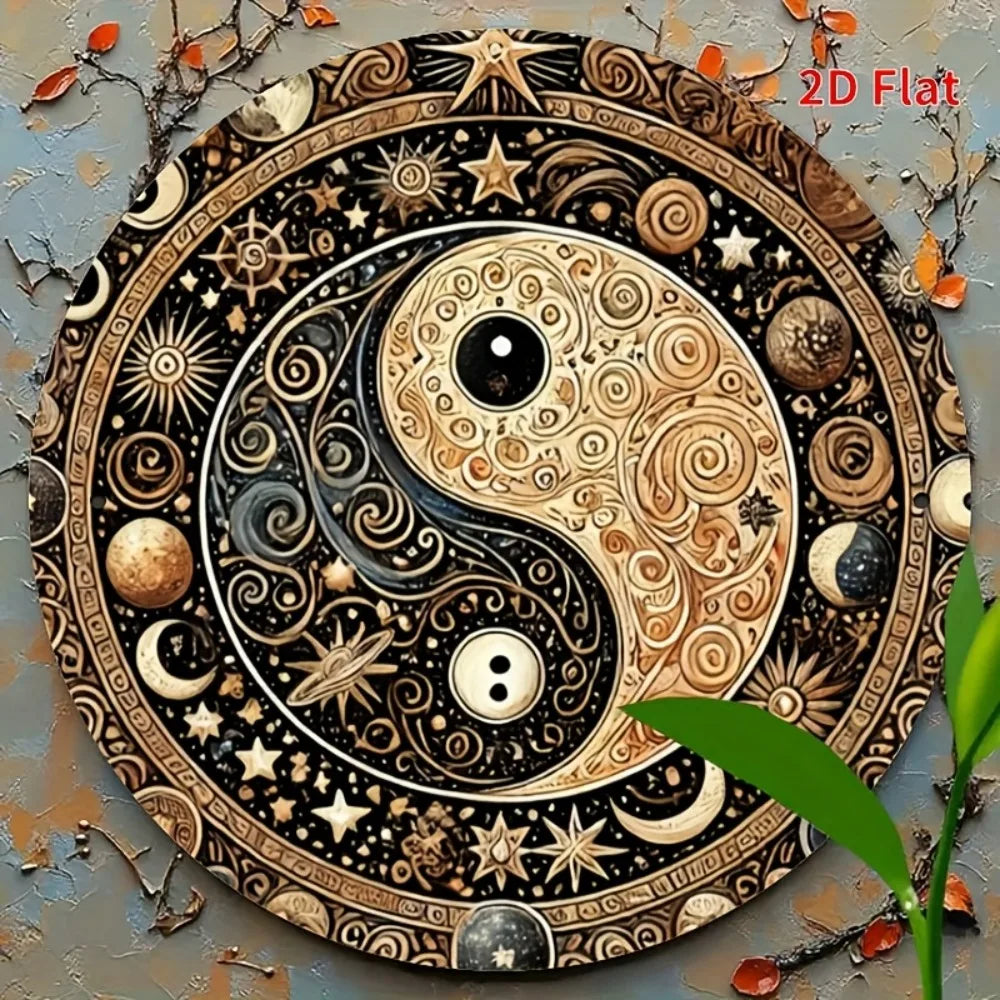 Yin Yang Feng Shui Metal Sign -Hanging Decor for Home, Office, Cafe, Bar - Indoor & Outdoor Multi-Use with Detailed Carving