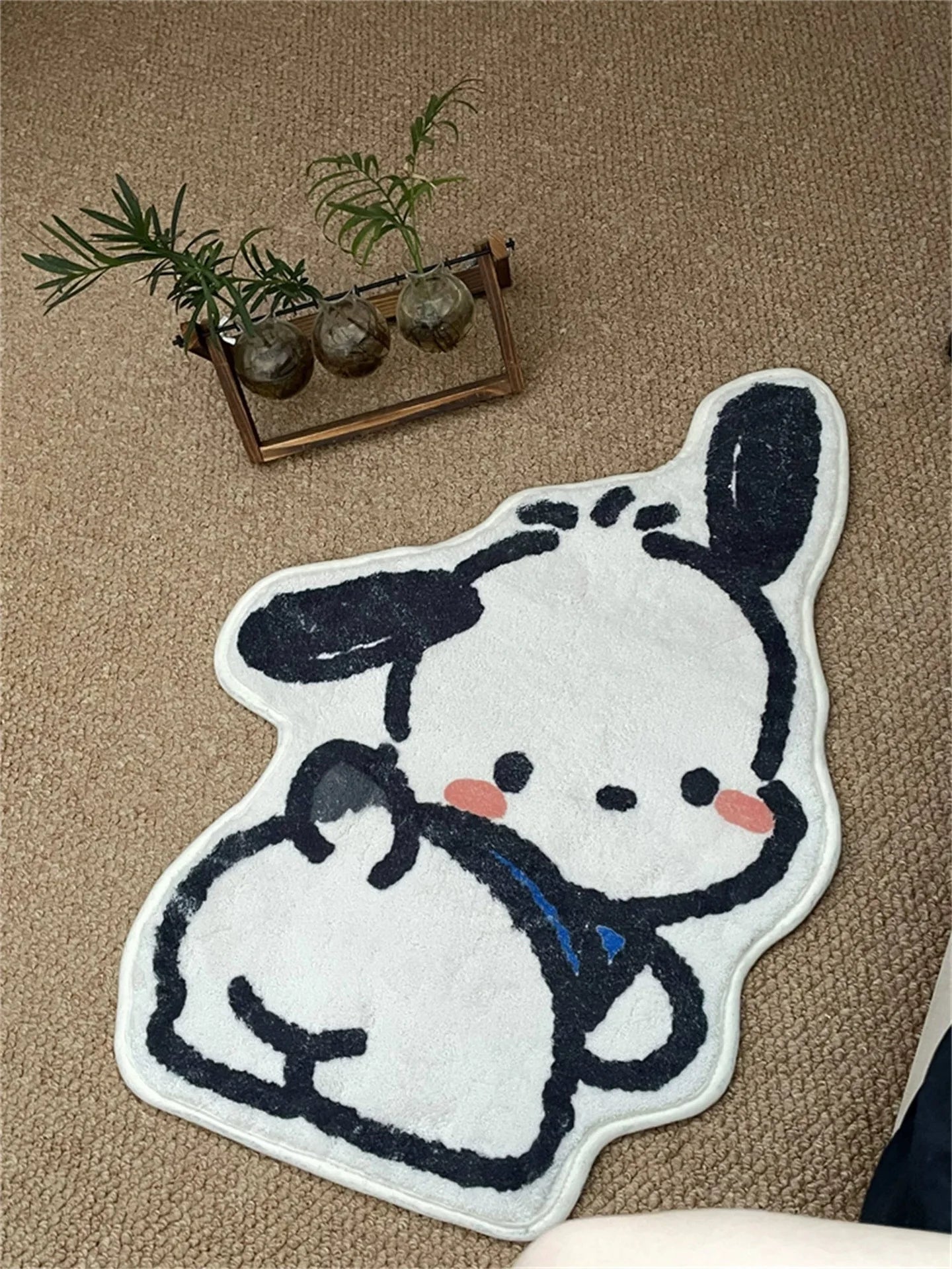 VIKAMA Floral Faux Cashmere Carpet, Living Room Entrance Foyer Door Mat, Bedroom Decoration, Home Bathroom Floor Mat