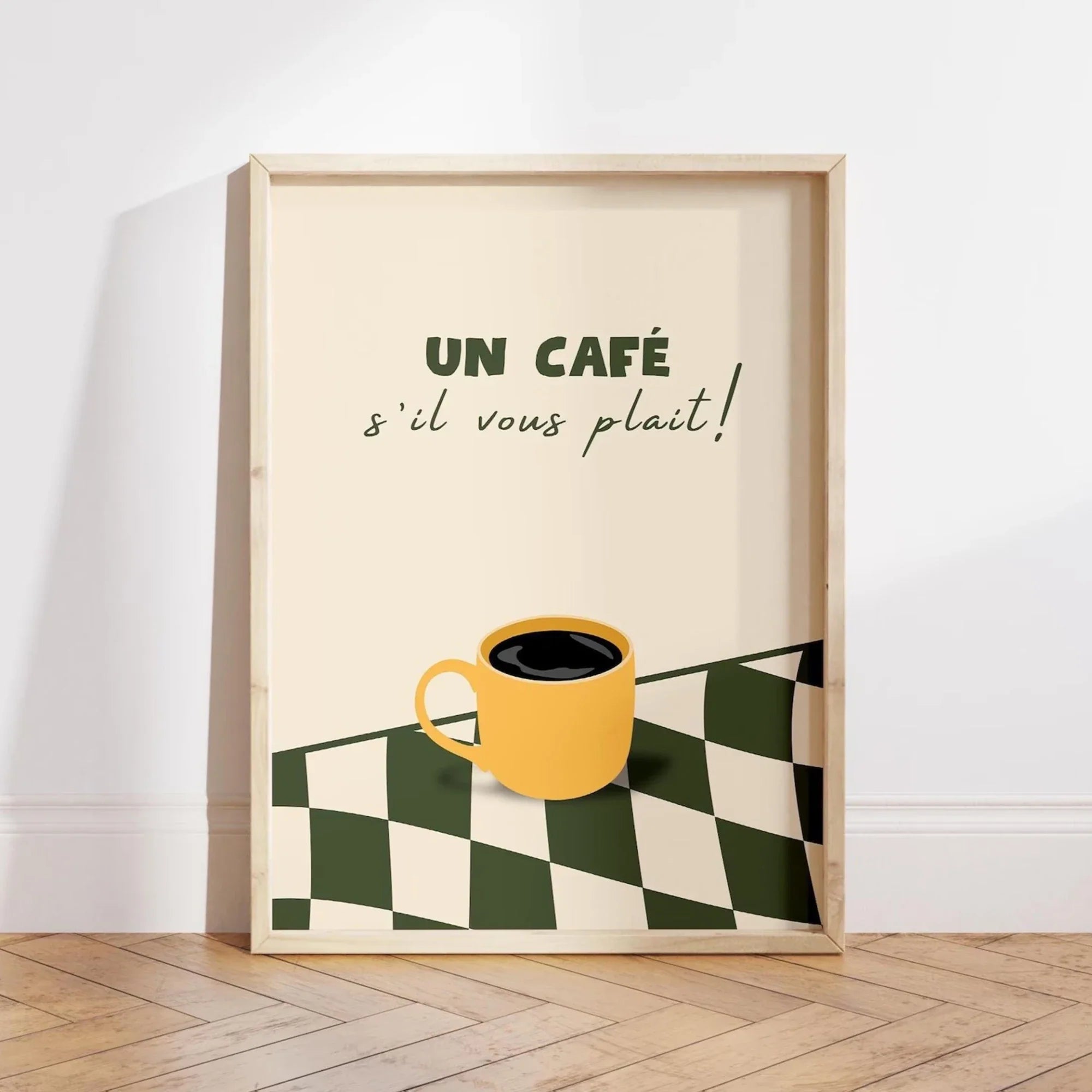 Un Cafe S'il Vous Plait French Cafe Wall Art Print Canvas Painting Poster Picture For Kitchen Living Room,Bedroom Home Decor