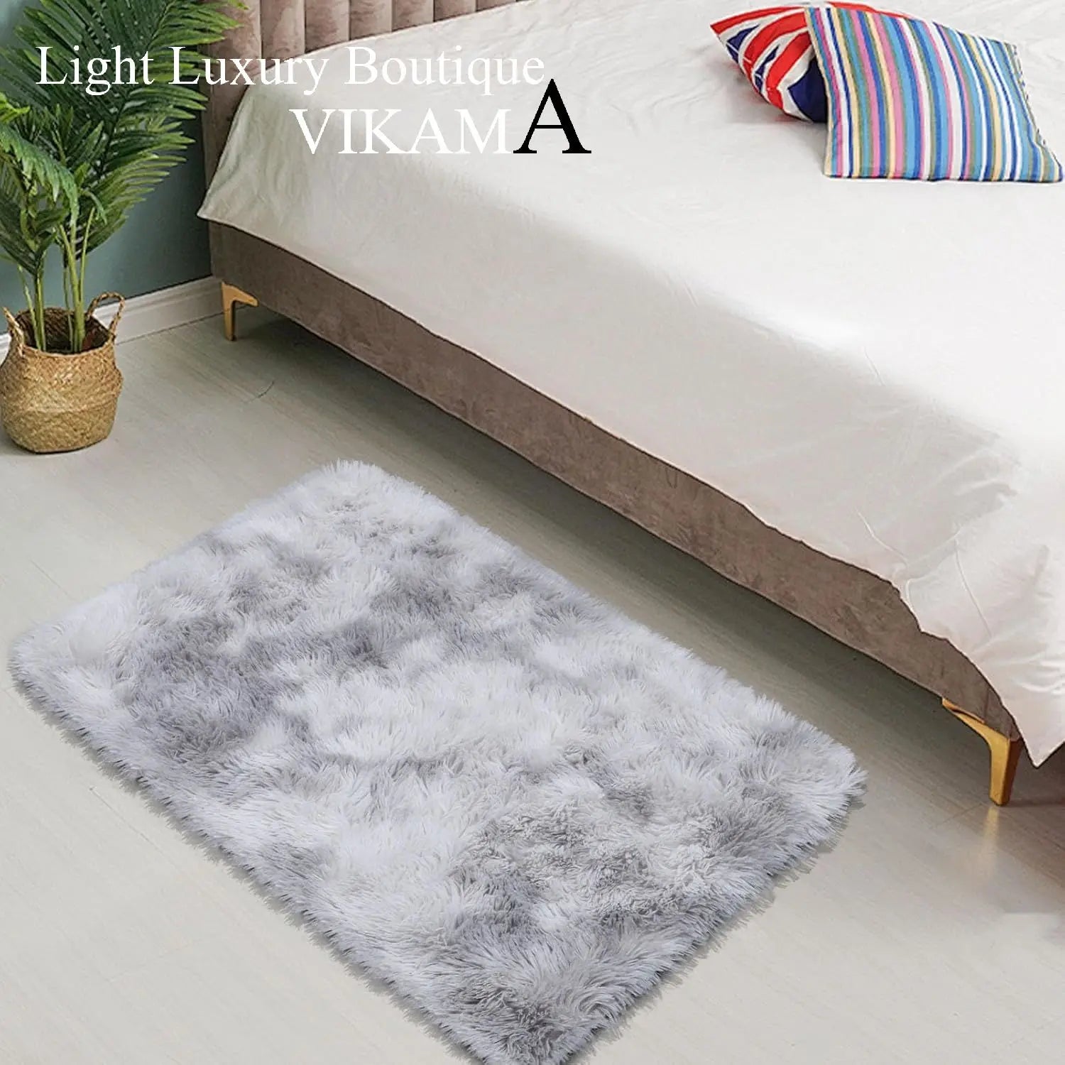 VIKAMA Tie-dye Plush Carpet 40x60cm Home Soft Area Rug Girls Bedroom Bed Blanket Children's Room Decoration Non-Slip Floor Mat