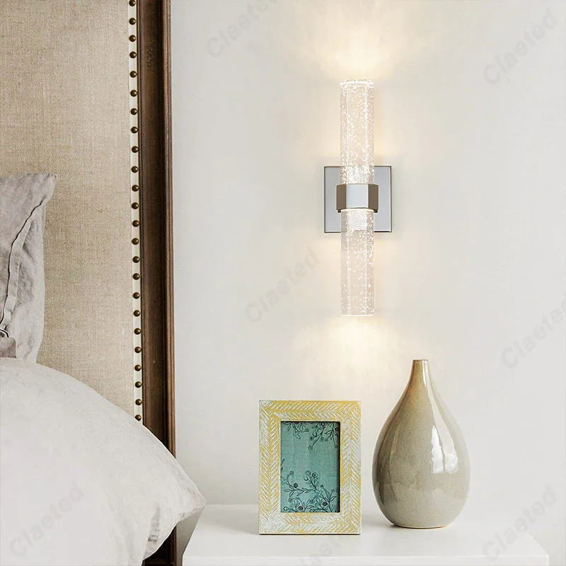 New LED Wrought Iron Crystal Wall Lamp Modern Minimalist Living Room Dining Room Bedroom Bedside Decorative Atmosphere Lighting