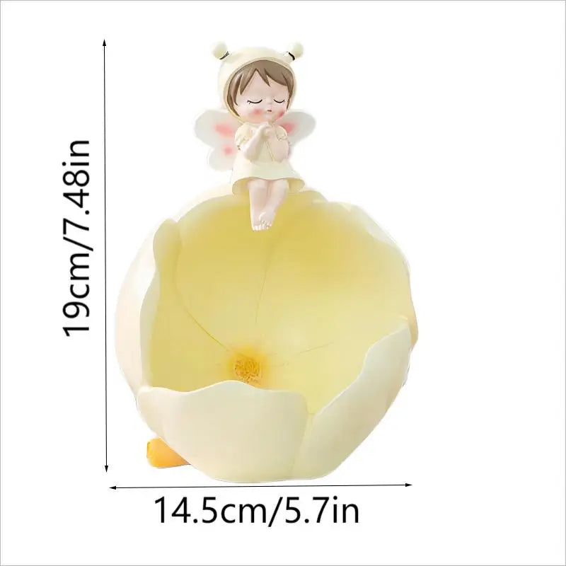 Flower fairy resin ornaments, fun and cute design, can be used to store keys, can also be used to place candy