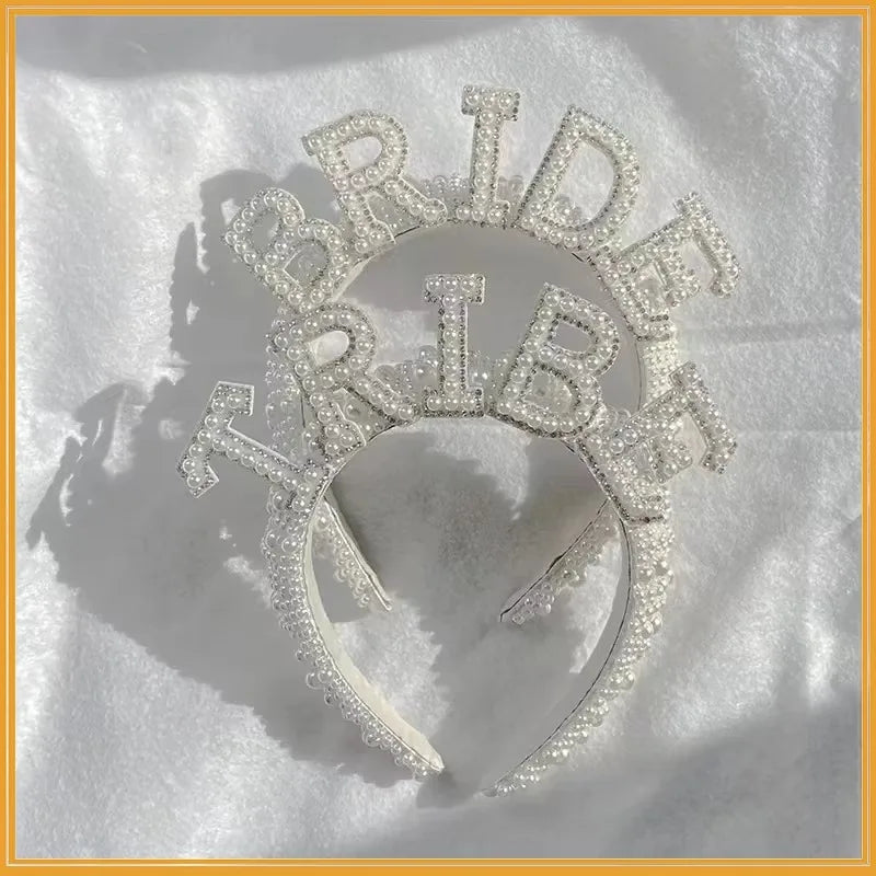 Bride to be Pearl crown Headband Bach Bachelorette hen Party Bridal Shower wedding engagement rehearsal dinner Decoration Gift