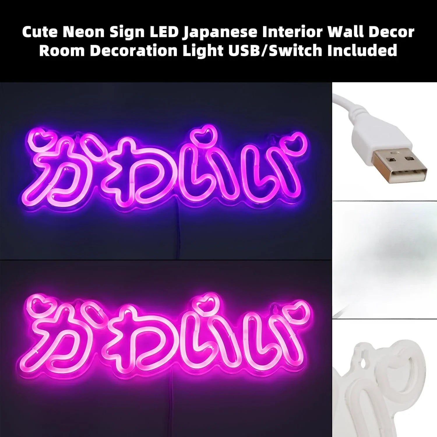 Cute Neon Sign LED Japanese Pink Neon Light Japanese Style Interior Neon for Girls Bedroom Bar Beauty Salon Decor Birthday Gift