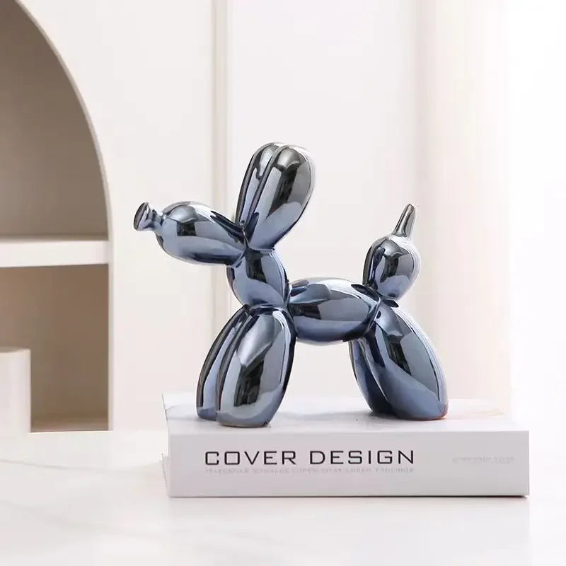 Nordic Ceramic Balloon Dog Abstract Ornament Creative Sculpture Study Room Statue Home Office Accessories Festival Decoration
