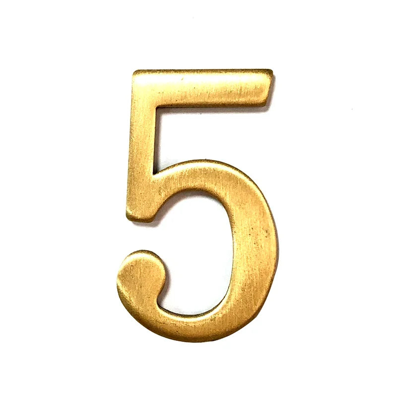 Brass House Number Self-Adhesive 3D Door Numbers Hotel Home Sticker Address Mailbox Numbers #0-9 Home Decoration