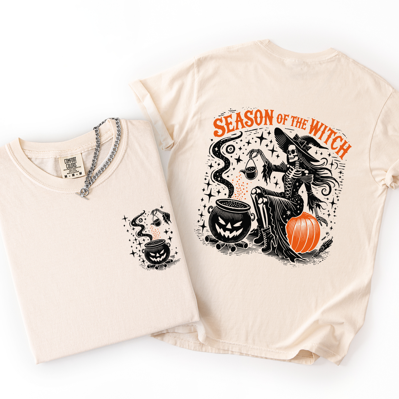 Season Of The Witch Halloween Front And Back Spooky Witching Hour Design For Halloween Season Comfort Colors Tee