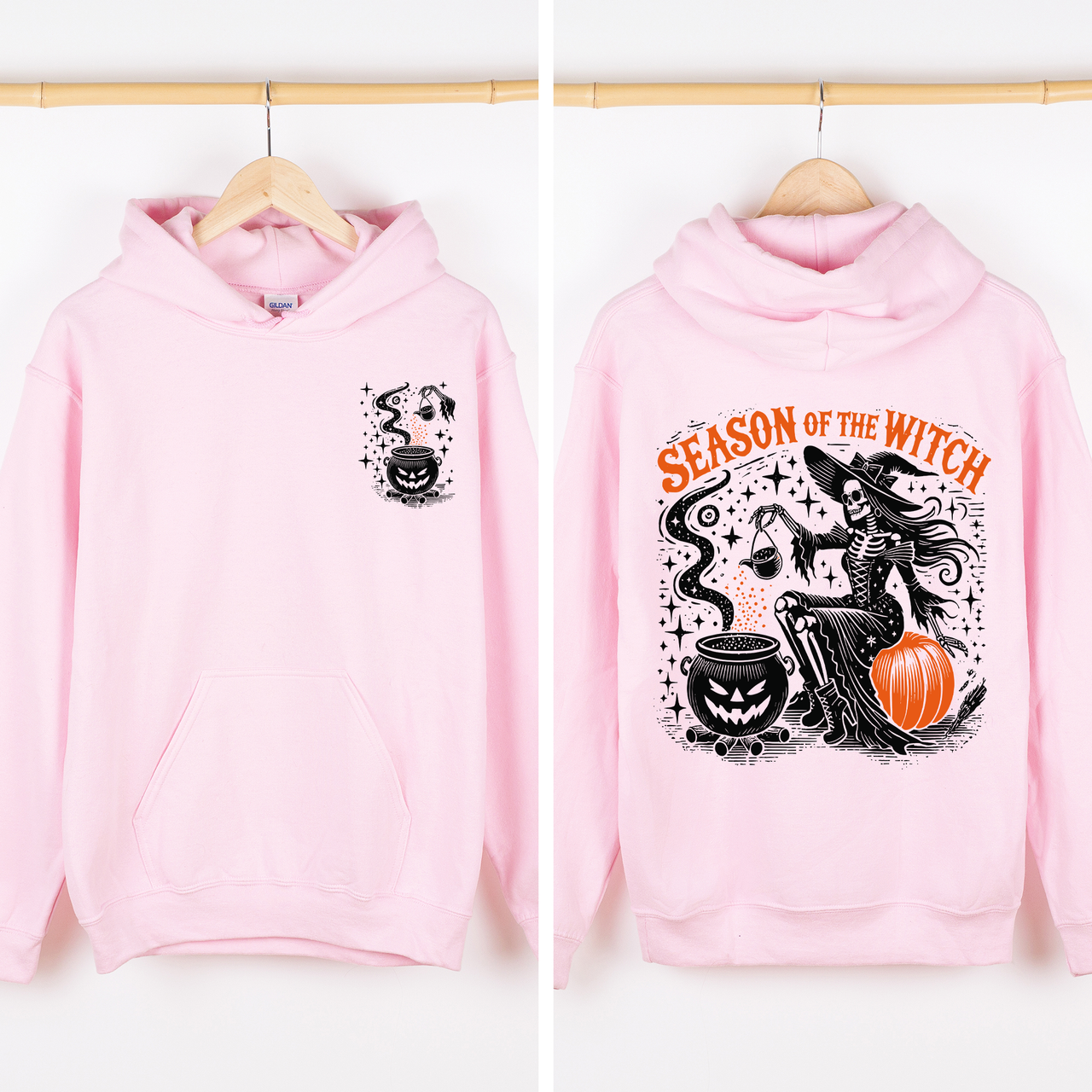 Season Of The Witch Halloween Front And Back Spooky Retro Ghost Monster Graphic Hoodie