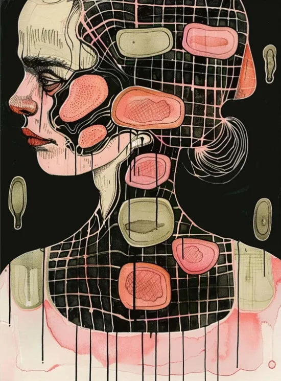 Grid Addiction Canvas Wall Art Surreal Art Beautiful Unique Painting Print Abstract Modern Surrealism Wall Decoration Canvas Art