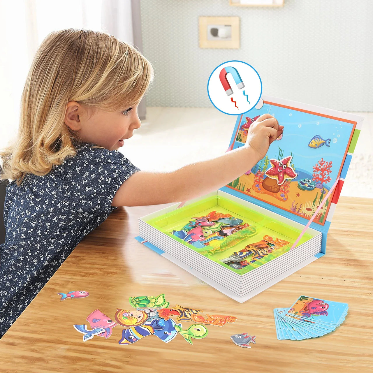 Kids Intelligent 3D Jigsaw Toys Magnetic Puzzle Book Brain Training Games Educational Montessori Toys for Kids Gifts Xmas Toys