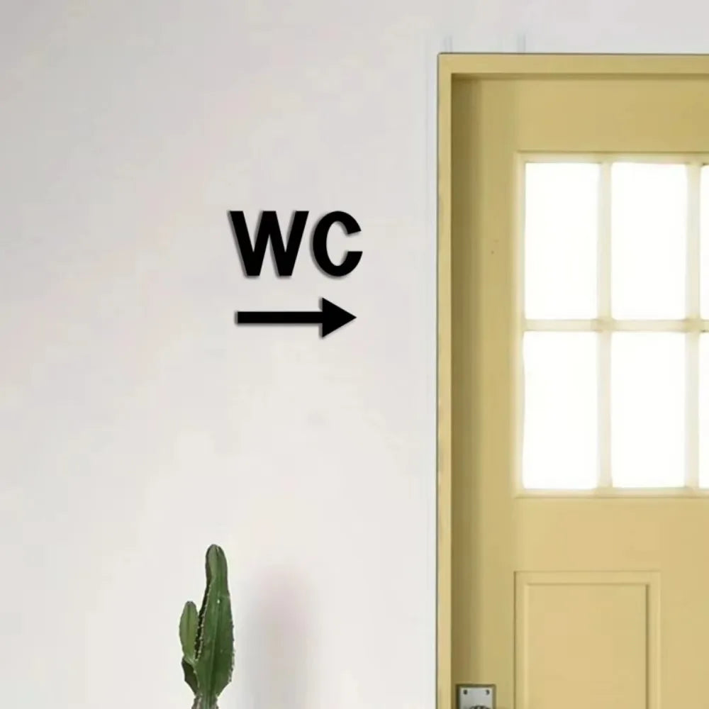 STYLEMAX Chic WC Directional Acrylic Sign, Sleek Guide for Public Spaces, Transparent Base with Bold Colored Arrow