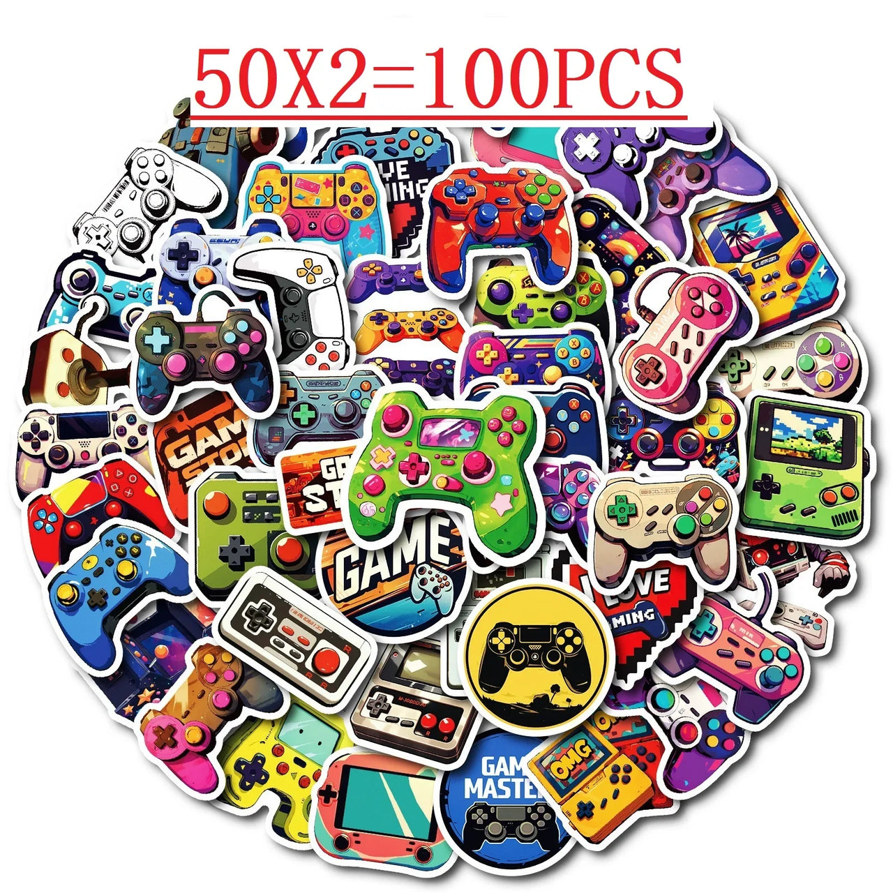 50/100PCS Cartoon Hand Drawn Controller Game Console Graffiti Waterproof Decor Sticker DIY for Laptop Stationery Notebook