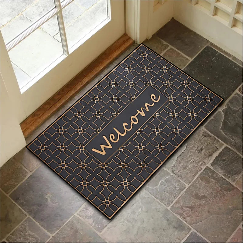 VIKAMA Crystal Velvet Floor Mat Stone Wood Grain Entryway Door Mat Entry Non-Slip Foot Mat Home Decoration Small Carpet 40x60cm