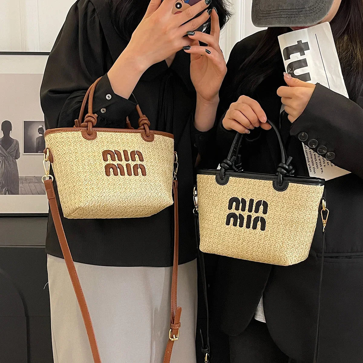 New Summer Beach Grass Woven Bag Women's Handbag Embroidered Thread Fashion Crossbody Bag Women's Unique Design Shoulder Bag