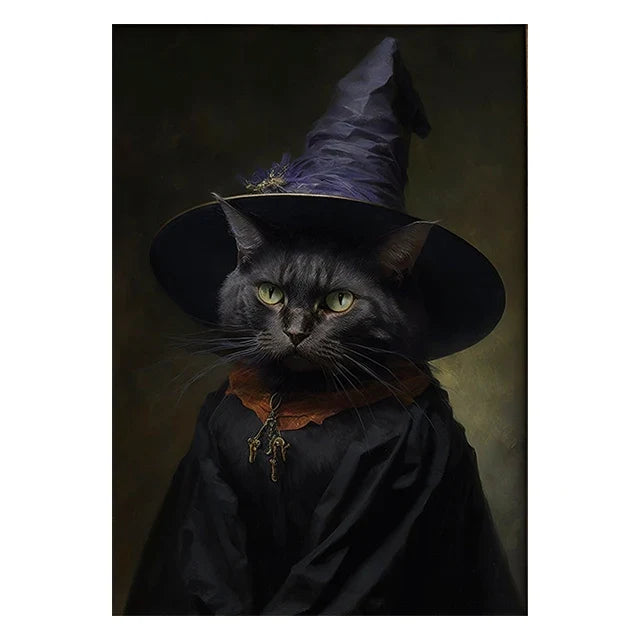 Retro Crow Witch Bat Skull Dark Academia Gothic Victorian Style Wall Art Canvas Painting Poster Print Halloween Gifts Room Decor