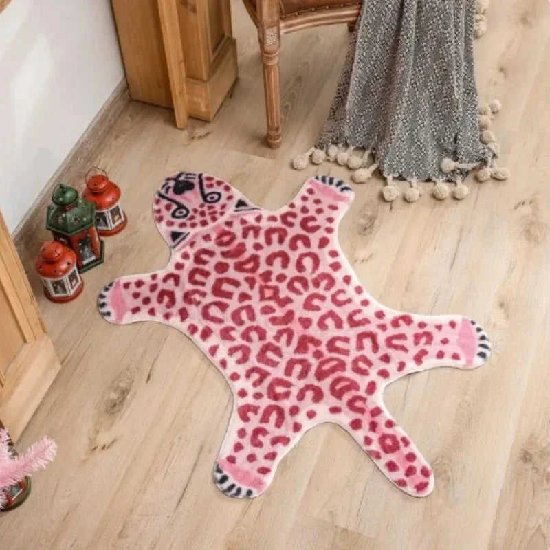 VIKAMA Cartoon Leopard Carpet For Cooling And Warmth, Home Decoration, Bedroom Plush Floor Mat, Living Room Rest Area Floor Mat