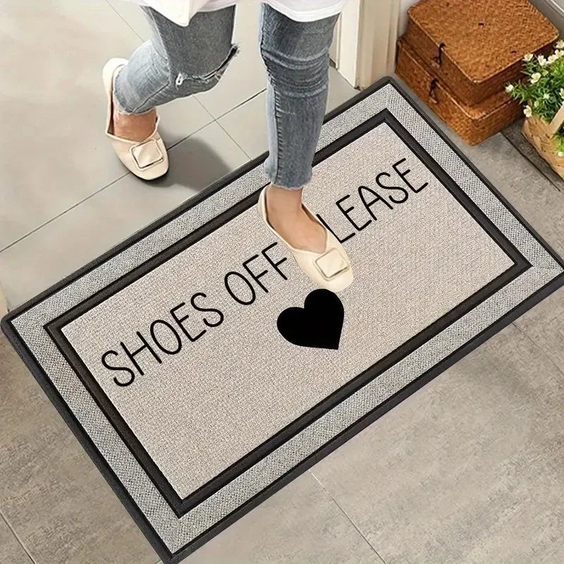 VIKAMA SHOES OFF PLEASE Printed Rug, Dirt-Resistant and Easy-Clean Entrance Mat for Hallways and Bedroom Doorways Home Decor