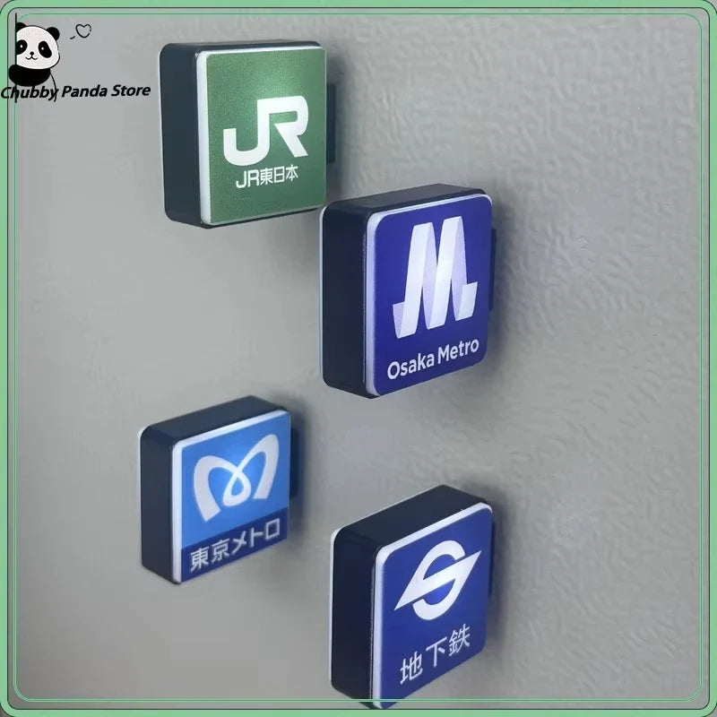 Japan Subway Light Sign 3d Fridge Magnets Luminous Refrigerator Sticker Osaka Kyoto Magnetic Jr Travel Souvenir Magnetic Sticker