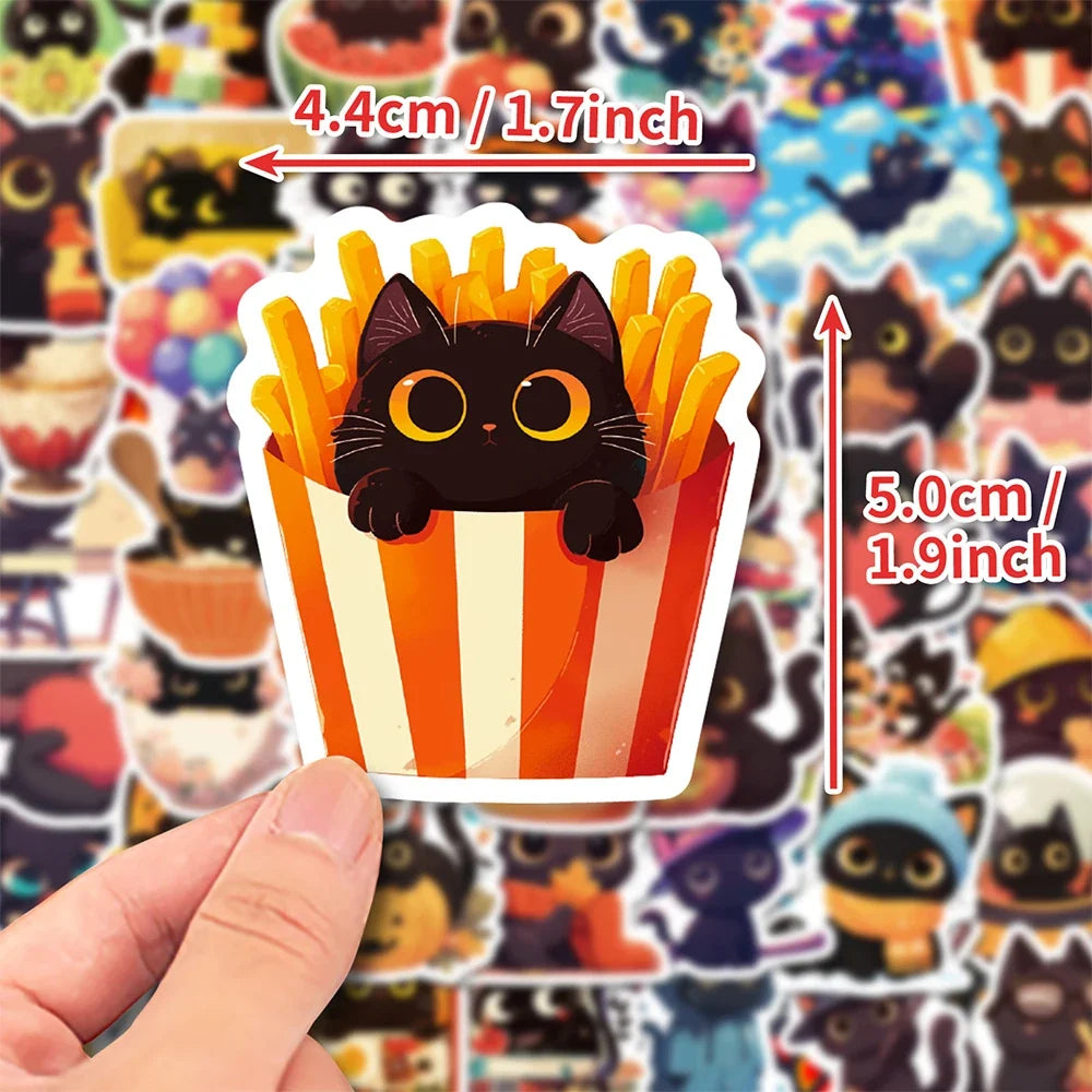 10/30/50pcs Cute Black Cat Graffiti Stickers Aesthetic Decals Fridge Notebook Laptop Phone Funny Stationery Sticker Kids Toys