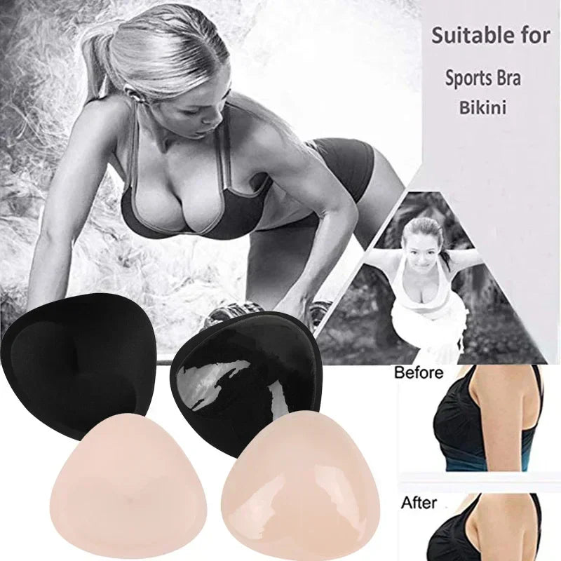 3D Thicken Chest Pads Bikini Set Push Up Padded Swimsuit Women Swimwear Silicone Thicker Breathable Sponge Bra Pad Nipple Cover