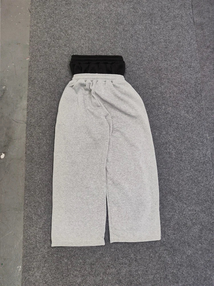 2025 summer new  women Y2K double waist embroidered street couple personalized printed patterns trendy street pants