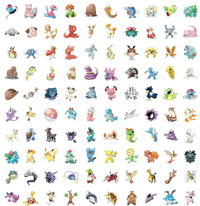 200PCS/Set Kawaii Pikachu Pokemon Stickers for Laptop Phone Suitcase Skateboard Guitar Cute Cartoon Stickers Kid Gift Toys