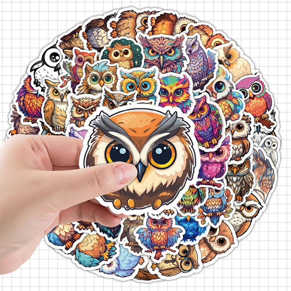 10/30/50pcs Cartoon Funny Cute Animal Owl Graffiti Creative Stickers Laptop Suitcase Notebook Stationery Sticker for Kids Toys