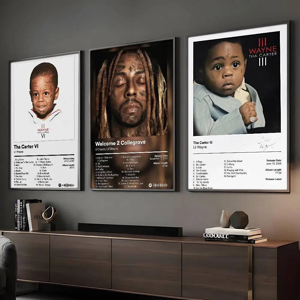 Rapper Lil Wayne Poster Sticky Wall Art Printing Waterproof Home Living Bed Room Bar Aesthetic Decor