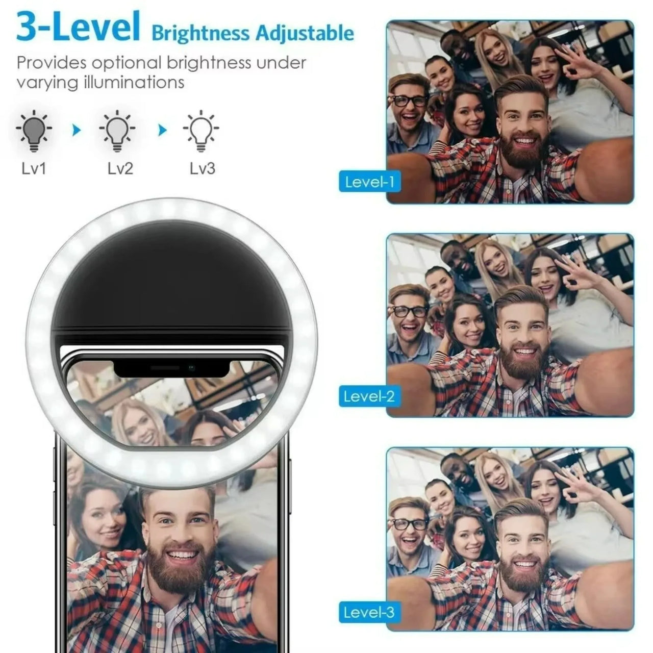 LED Selfie Fill Light USB Charge Led Selfie Ring Light Mobile Phone Live Broadcast Video LED Selfie Ring Lamp for All Smartphone