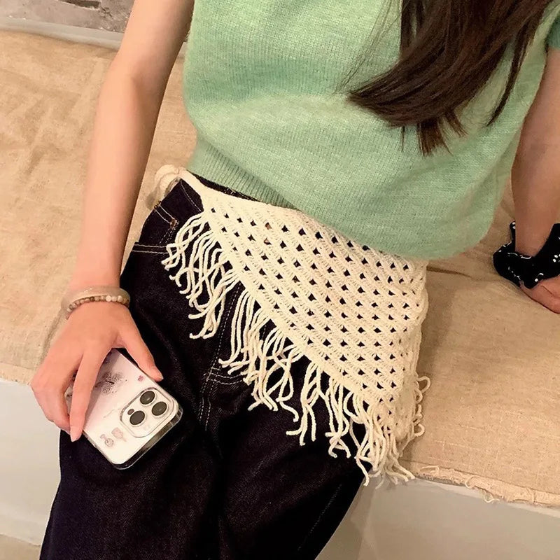 2025 HOT SALE! Y2K Women Lace Tulle Bandage Skirt Stacked Lace Half Skirt Layering Small Butt Curtain Flower Triangle Hair Scarf