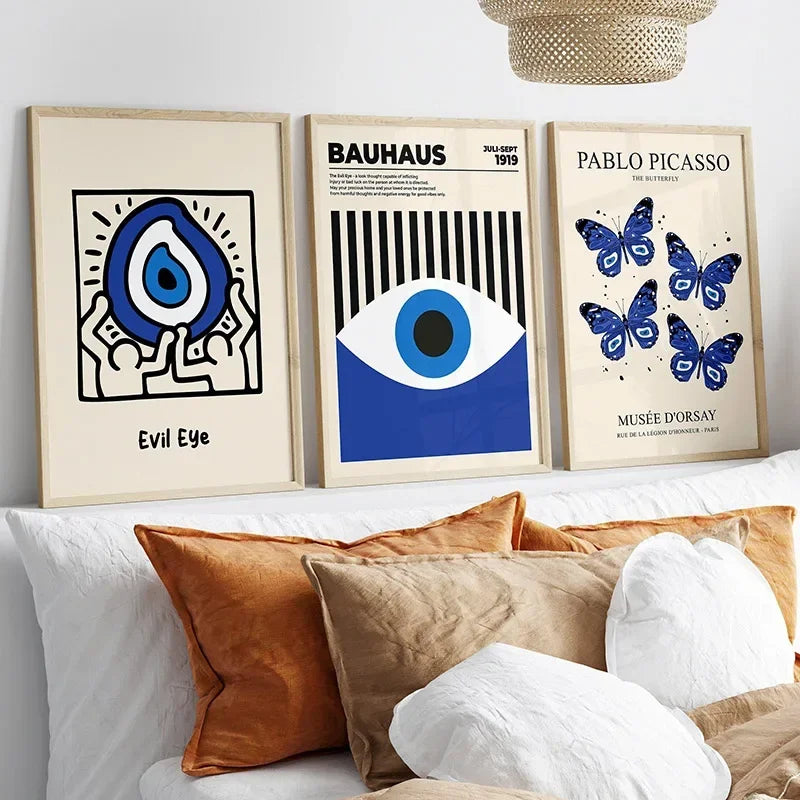 Classic Abstract Wall Art Blue Evil Eye Picasso Bauhaus HD Canvas Print Poster Home Living Room Bedroom Decorative Painting