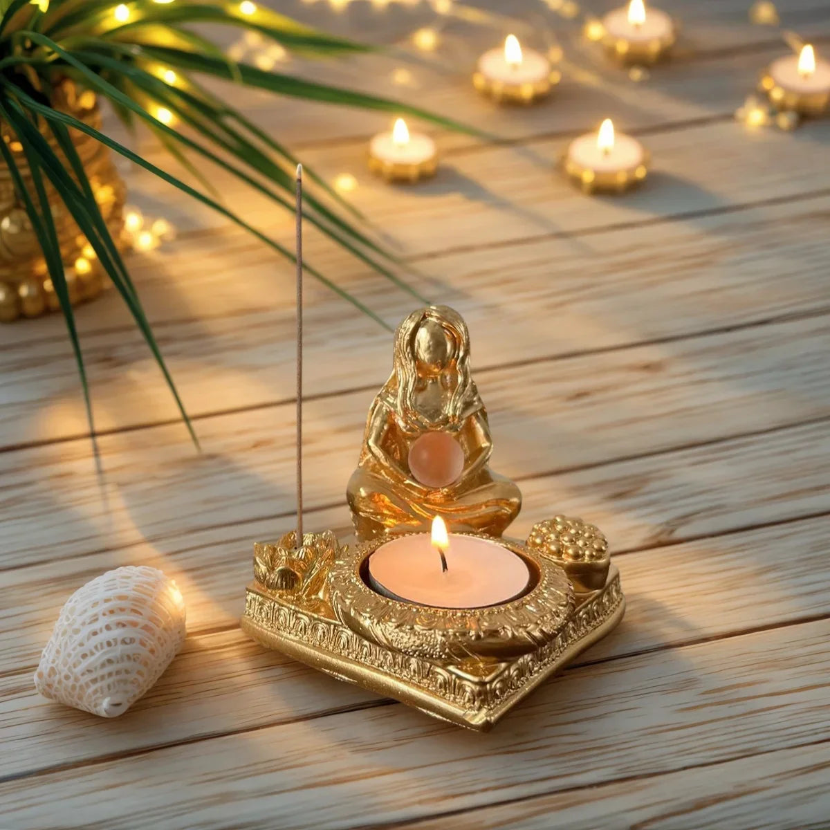 1 Piece of Light Luxury Moon Goddess Candle Holder and Aromatherapy Statue Ornament, Zen Meditation Space Decoration, Desktop Candle and Aromatherapy Holder, Artistic Atmosphere-Enhancing Item