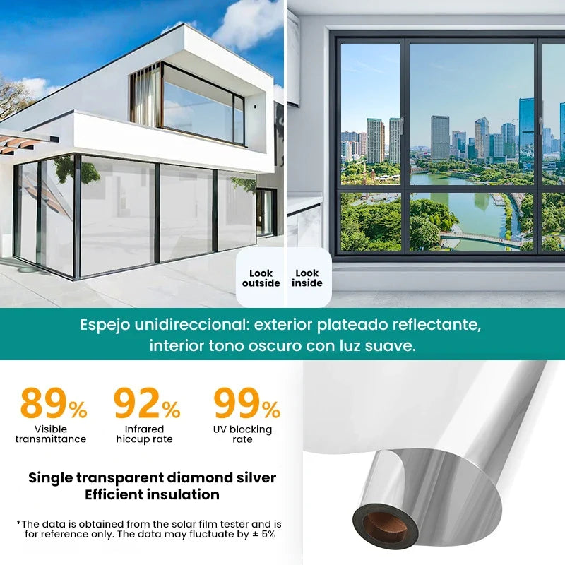 Static Cling Window Film No Glue One Way Privacy Sun Blocking Heat Insulation Tint Window Film for Home Office Building