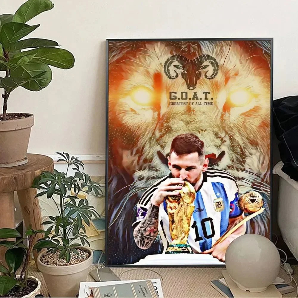 Classic, Sports - Rionel Messi - Football, Wall Art, Canvas Print Poster, Home Living Room Bedroom Decor, Stadium Wall Art