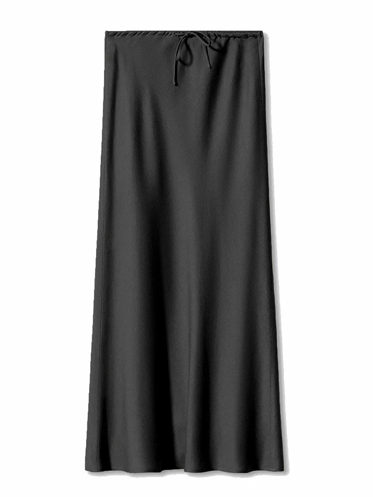 Long Satin Skirts Women Dark Green Luxury Spring Summer Maxi Straight Black Skirt Long Shining Satin Skirt Maxi Brown Ladies