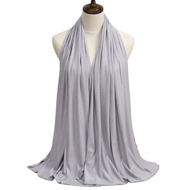 New Jersey Womens Muslim Ramadan Fashion Modal Cotton Jersey Hijab Womens High Quality Solid Color Soft Hijab Long African Scarf